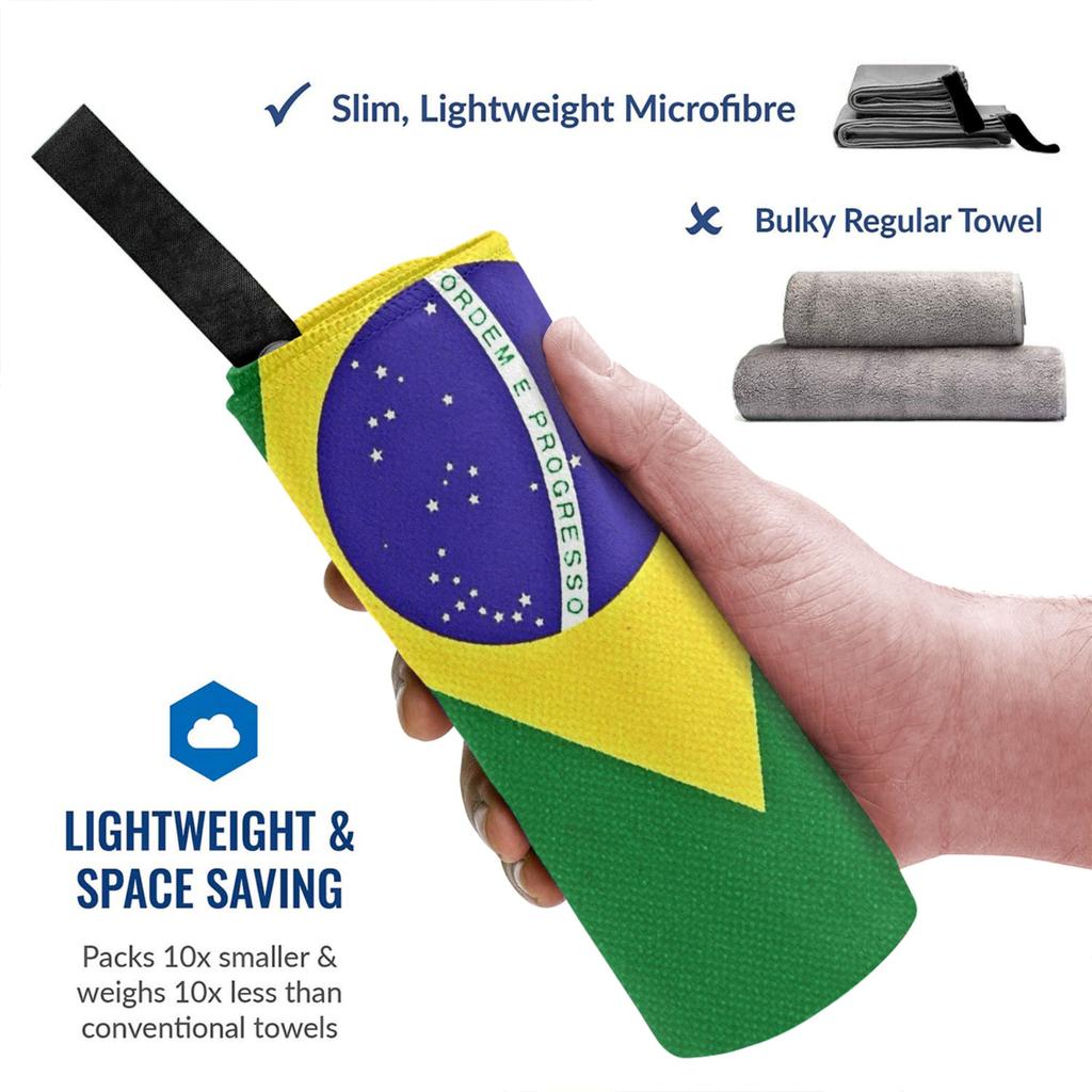 Brazilian Flag Brazil Beach Towel Soft Microfiber Quick Dry Absorbent Quick Towels For Mountain Climbing