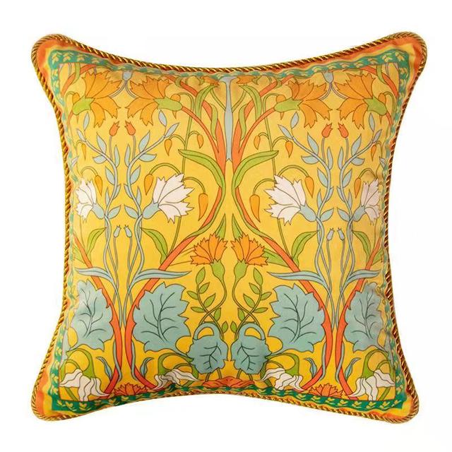 

45/55 см желтый бархатный чехол для подушки с изображением цветов и птиц двухсторонняя наволочка с принтом и переплетом наволочка для дивана 450mm*450mm