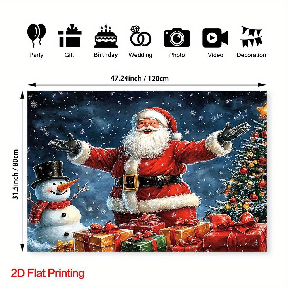 1Pcs Santa Snowman Christmas Scene Decoration Background Winter Backdrop For Photo Studio Photo Booth Party