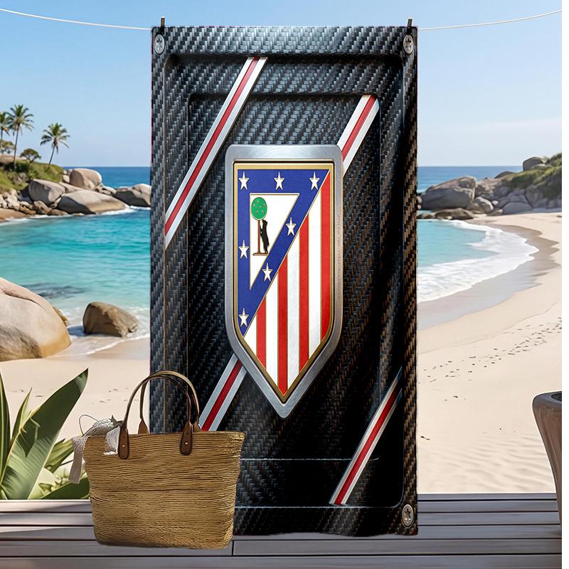 Asciugamano da Spiaggia Stampato Atletico Madrid Asciugamano Morbido ad Asciugatura Rapida Coperta da Spiaggia Rettangolare Grande Portatile per Viaggio Piscina