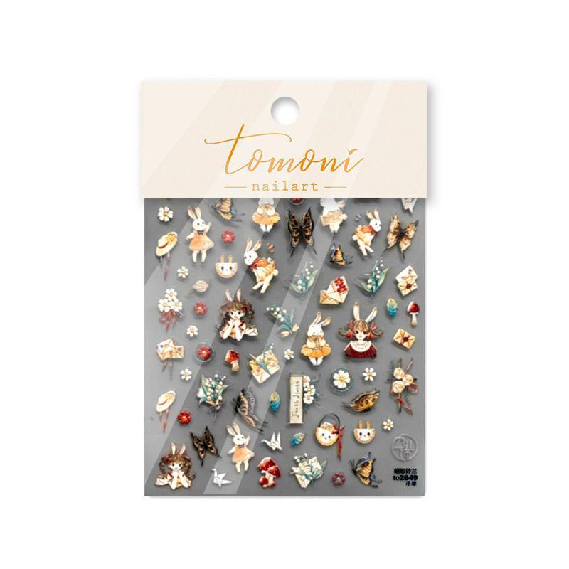 

Cute Bunny Butterfly Linglan Nail Art Sticker Tomoni Best Selling Adhesive Nail Sticker Japanese Style Nail Ornament Butterfly Lily of the Valley 2849((Relief))