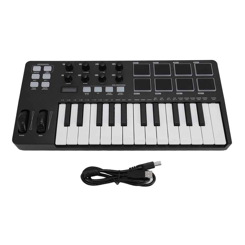 25 Key USB MIDI Keyboard Controller with DAW Integration Chord Mode Scale Mode 8 Backlit Drum Pads
