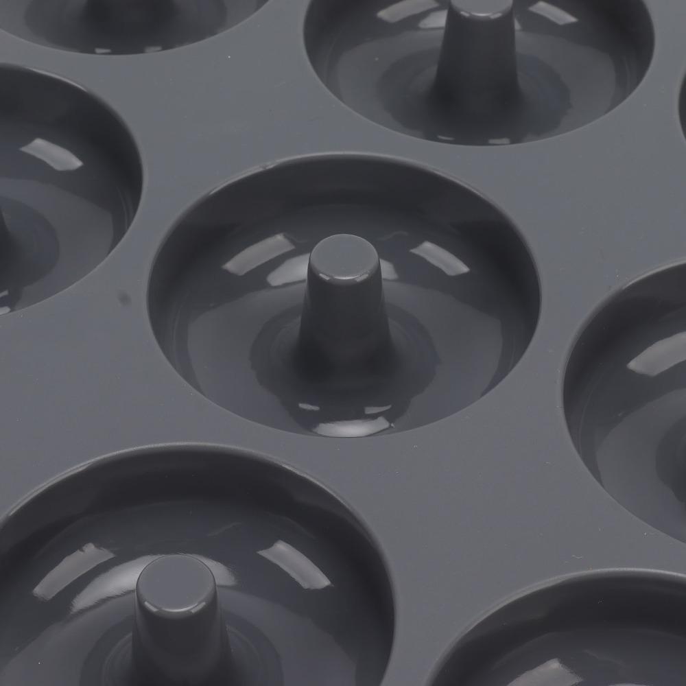 9-Cavity Design Donut Baking Mold Non-Stick Surface Baking Tray Silicone Donut Pan Home Baking серый