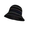 Color-Blocked Striped Knitted Hollow Fisherman Hat Vintage Style Bucket Sun Hat  Beach