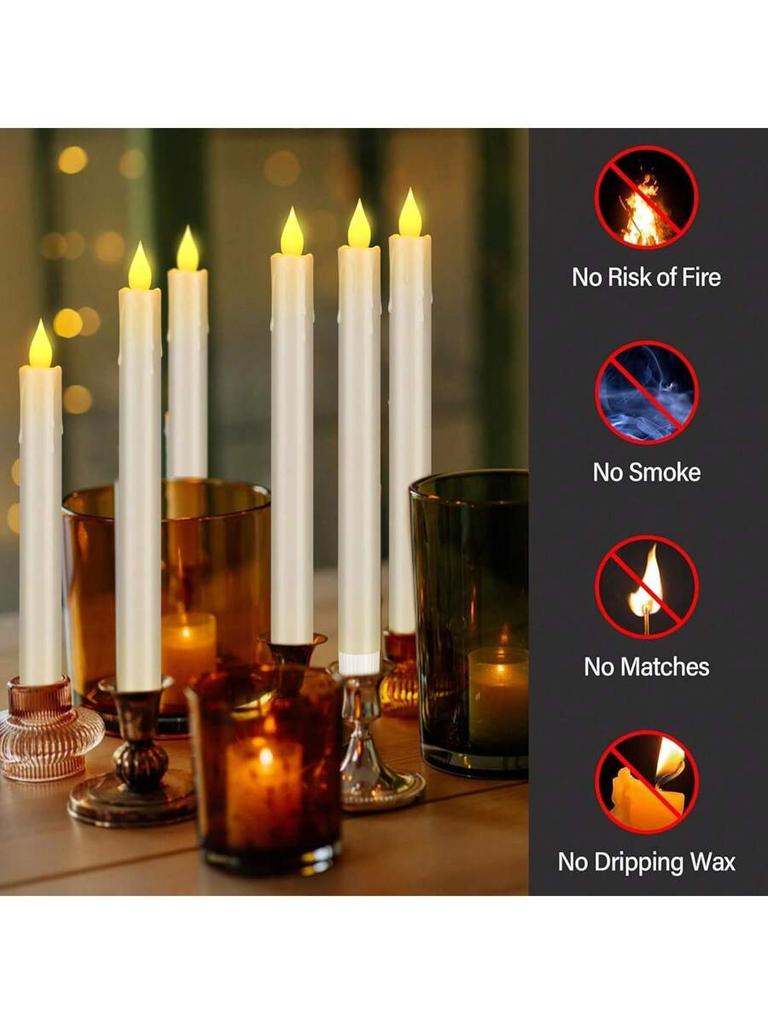 24 Pcs Flameless Taper Candles in Candleholders With Remote Timer , LED Candlesticks Flickering, Battery Operated Candles,