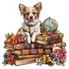 Puppy Wooden Puzzle On Book Irregular Animal Shape Puzzle Flat Wooden Puzzle