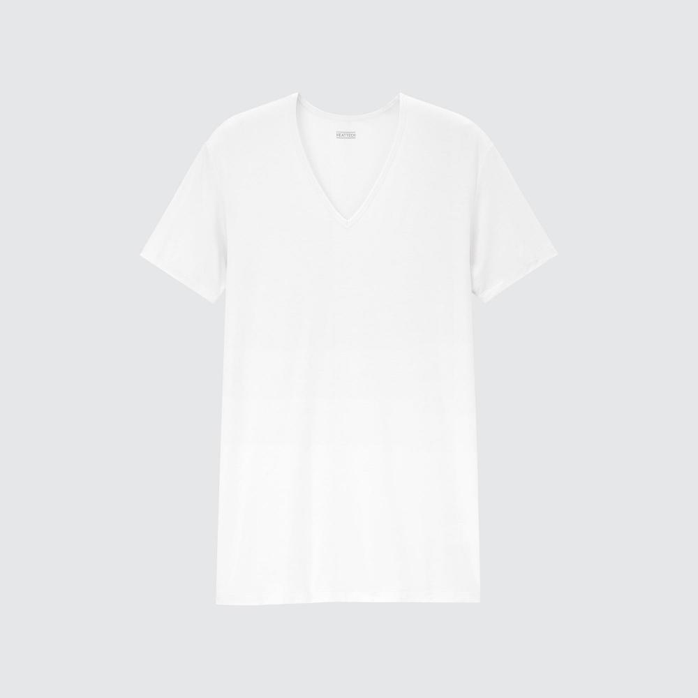 

UNIQLO Heattech V-образный вырез Т с коротким рукавом 00 WHITE/MEN XS