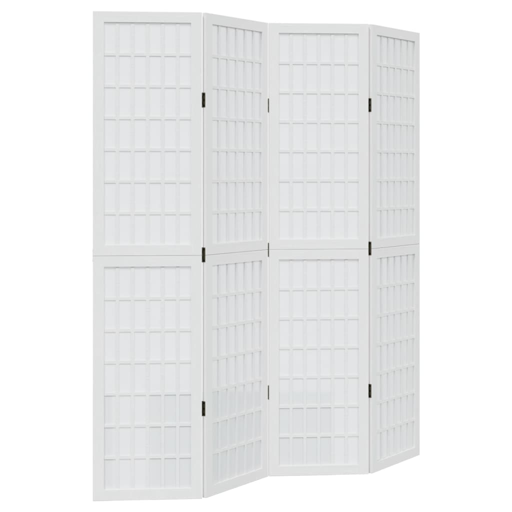 Vidaxl Room Divider, 4-Panel, White, Solid Paulownia Wood
