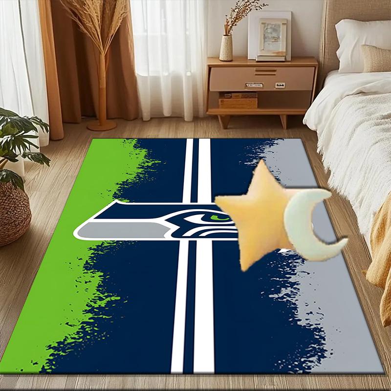 Seattle Seahawks Logo Rug Game Carpet, Floor Mat for Bedroom Living Room Entryway Rug, Home Decor Idea Gift for Christmas Birthday