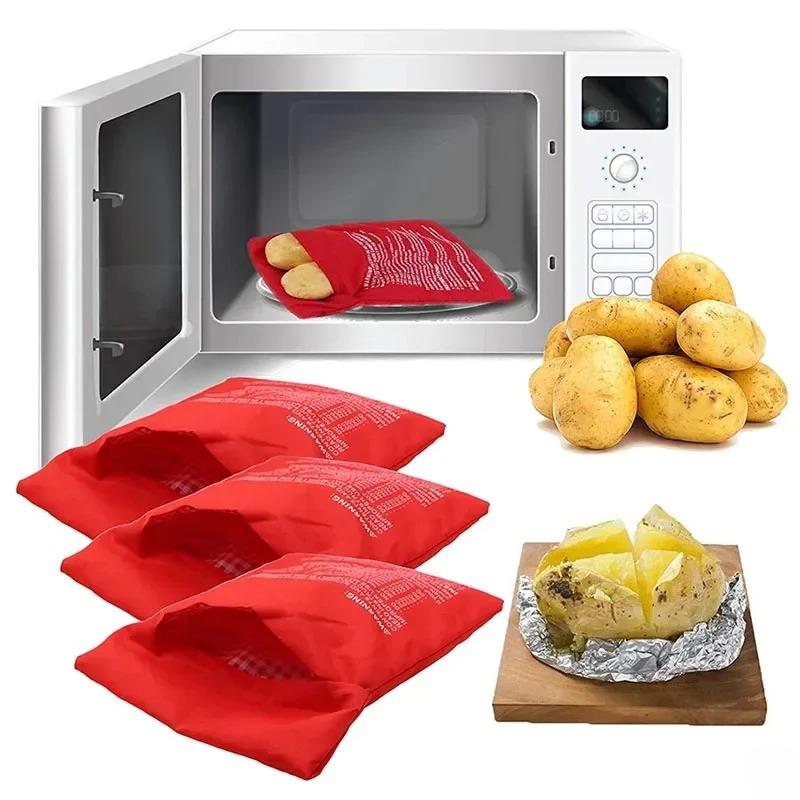 Microwave Potato Bag Reusable Express Microwave Potato Cooker Bag Baked Potato Cooker Perfect Potatoes 1 Minutes Red Baked Pouch