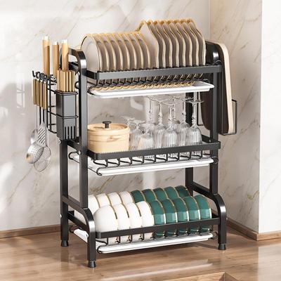 Multifunctional Kitchen Bowl & Plate Rack with Integrated Drainage