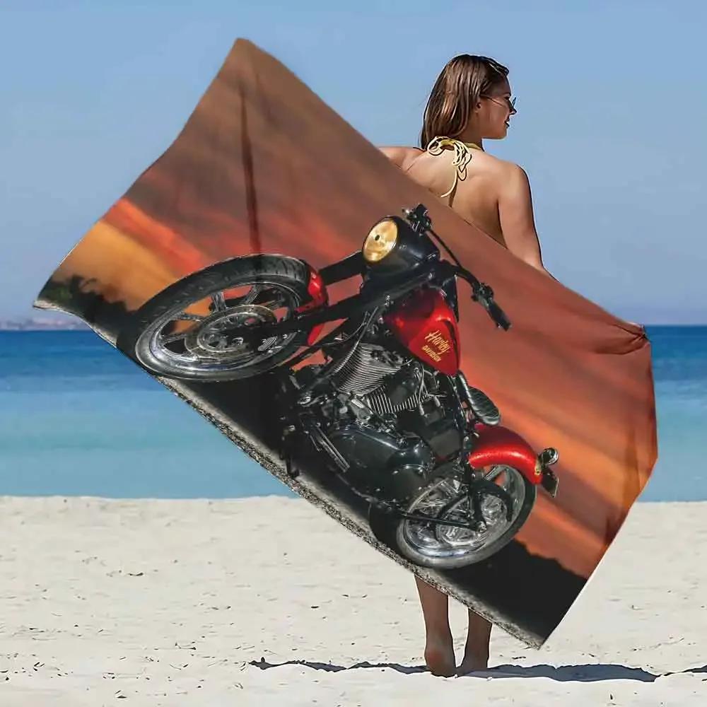 Sunset Motorcycle Print Bath Towel - Soft Absorbent Towel for Bike Lovers, Unique Design for Everyday Use and Travel