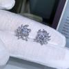 Aaa Zircon Women'S Stud Earrings Anti-Fall Ear Clips Flower Earrings Temperament Women'S Clothing Versatile Accessories