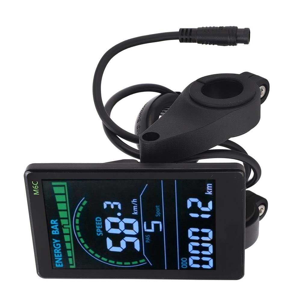 Electric Bike Display Screen Electric Bike LCD Display Meter Headlight Connector Lightweight 6 Pin Cable for 24V 36V 48V 60V