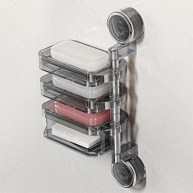 Saugnapf Wandmontierter Seifenhalter Mit Schnelltrocknendem Design Langlebiger Kunststoff Badezimmer-Organizer Für Küche Dusche Spülbecken Arbeitsplatte