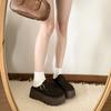 Suede fluffy slippers for women to wear new winter plush thick-soled bag head to keep warm half slippers are fashionable