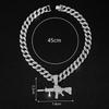 Exaggerated Punk Full Diamond Long Gun Pendant Personalized Street Dance Wear Cuban Chain Nightclub Alloy Gun Necklace