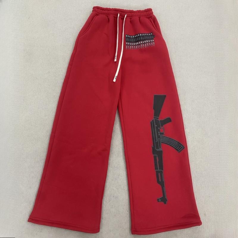 

Модные брюки свободного кроя в стиле хип-хоп с принтом для осени и зимы для мужчин и женщин S красный