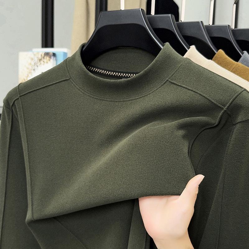 

Men’s Slim-Fit Half-High Collar Hoodie - Solid Color Autumn/Winter Base Layer 185/3XL (for 160-180 jin) армія зелений колір