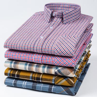 Flanellhemd für Herren, Baumwolle, Herren-Flanellhemden, langärmelig, kariert, weich, lässig, Button-Down-Hemd