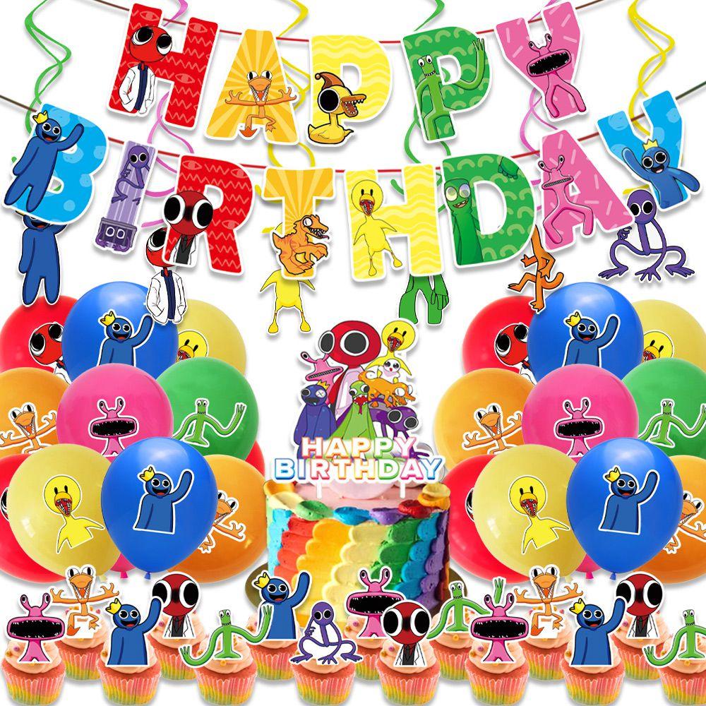 Rainbow Roblox Friends Party Supplies Banner Cake Topper Balloons Birthday Kids