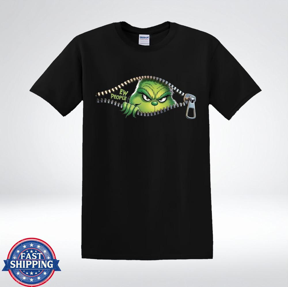 Смешная Ворчливая Зеленая Ew Люди Молния Подглядывание Графика Рождественский Юмор Футболка 4XL