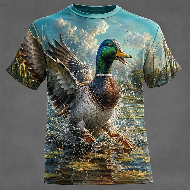 Summer Men's 3D Animal Print Crew Neck T-shirt