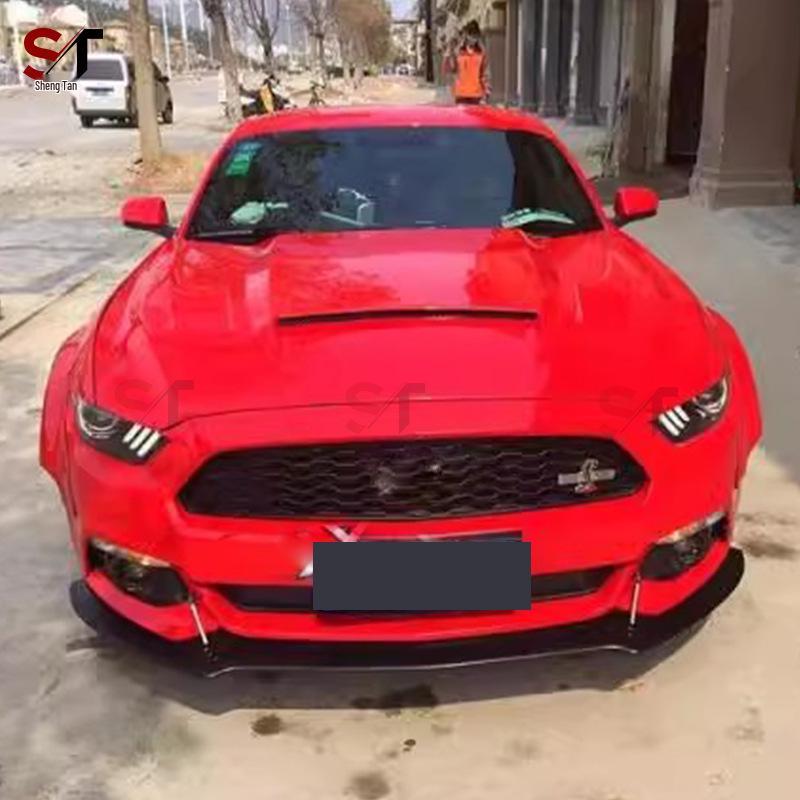 2015-2017 Ford Mustang Carbon Fiber Front Lip, Flame-Style Splitter, and Chin Guard