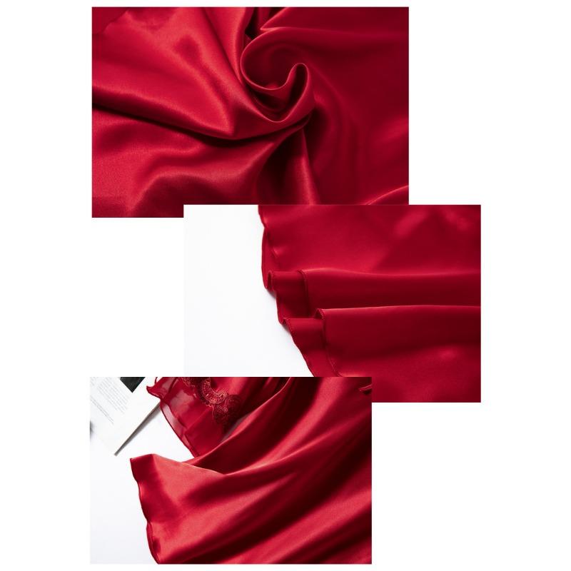 Women's Large Size Spring and Autumn Thin Section Seven-minute Sleeve Silk Embroidery Lace Two-piece Homewear