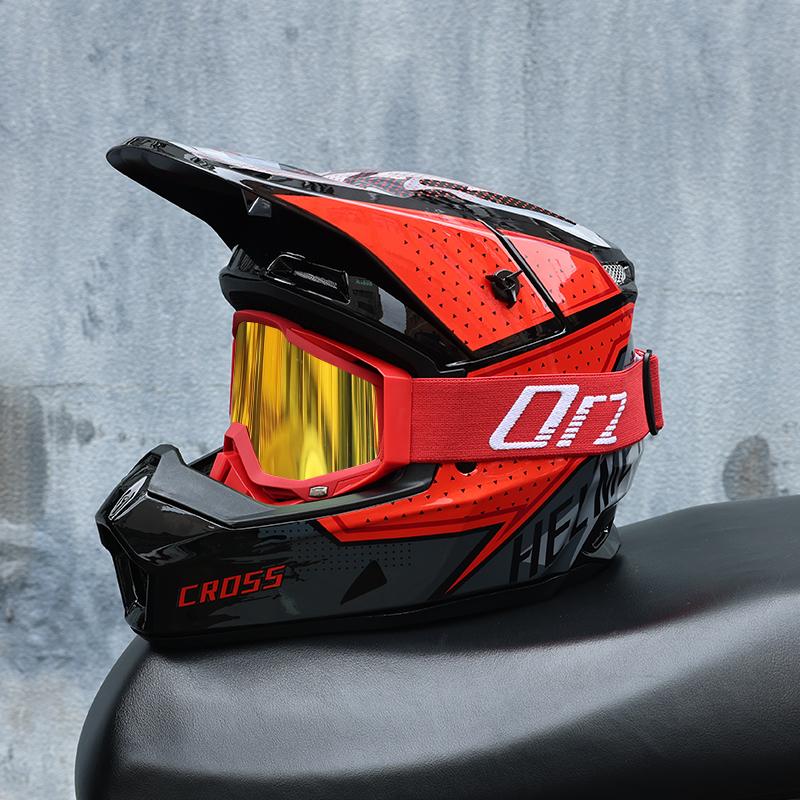ORZ-903-Unisex All Weather Motocross Helmet with Goggles, Reinforced ABS DOT Standard Ventilated Off Road Safety Helmet