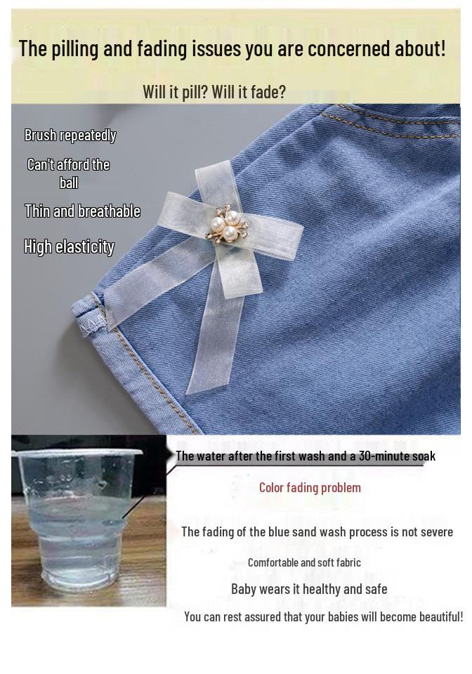 Disponibile: Pantaloncini di jeans da bambina 2025 - Nuovo stile per bambini e ragazzi, Capospalla sottile per bambine
