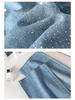 Full Sky Diamond Rhinestone Wide Leg Sparkle High Waist Slimming Jeans