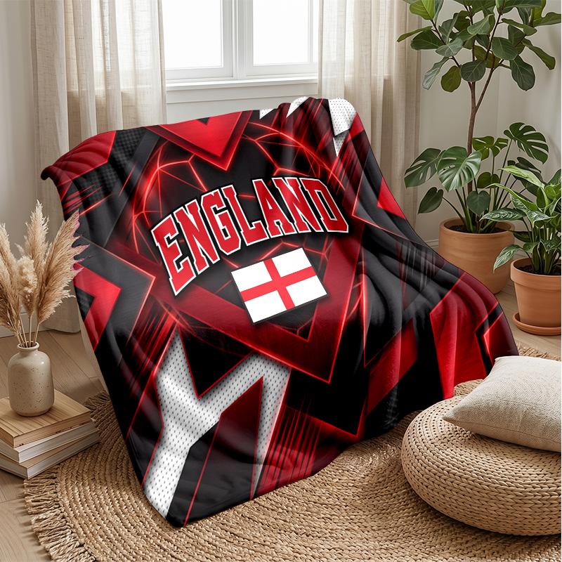 England Football Printed Flannel Blanket Skin Friendly Warm Decorative Throw for Indoor Couch Bed Daily Use