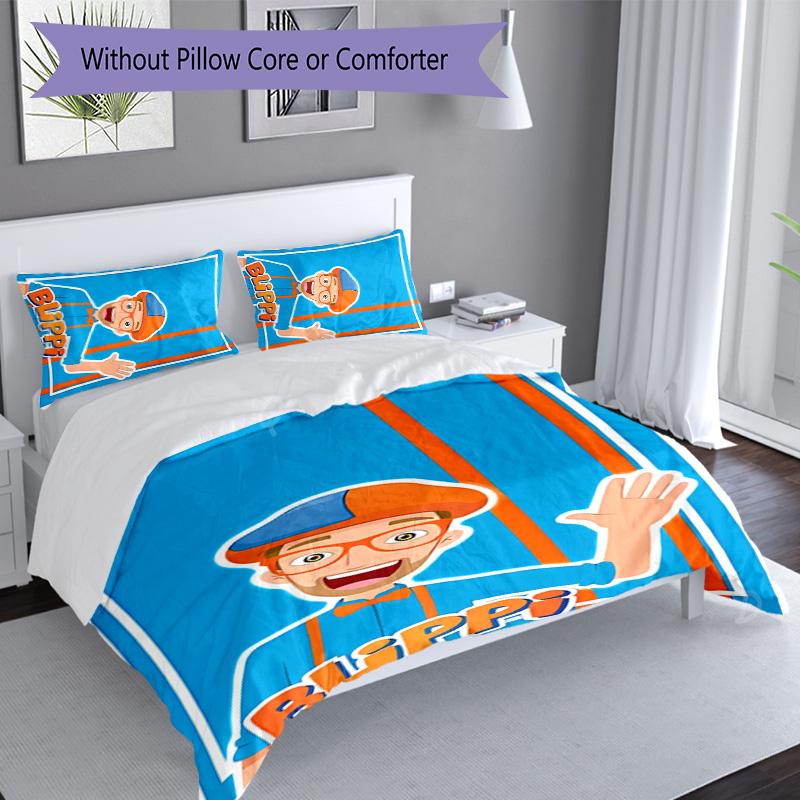 3pcs Blippi1 Pattern Bedding Set Duvet Cover Set Includes Duvet Cover &pillowcases, Perfect All Season Bedroom Decoration & Gift