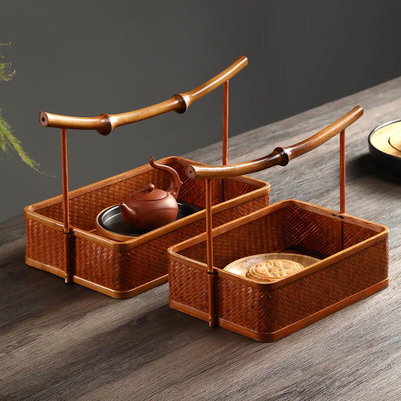 ZISIZ Handmade Bamboo Vintage Storage Basket