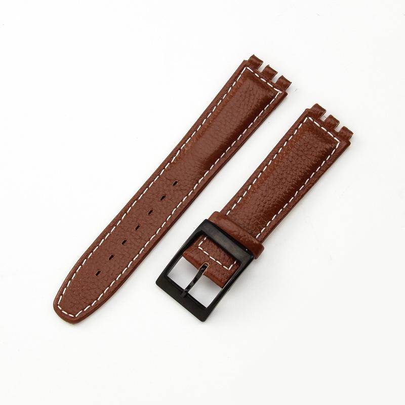 17mm 19mm Äkta Läder Klockarmband för Swatch YCS YAS YGS Armband Spänne Armband Män Sport Vattentätt Klockarmband