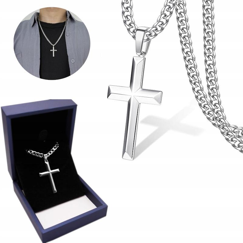 THICK Silver Chain with a Cross Men' Chain Christmas Gift