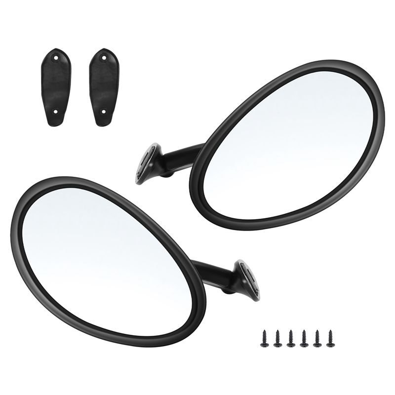 AA92-California Style Left & Right Car Classic Retro Door Wing Side Mirror Rearview Vintage Matte Universal Black