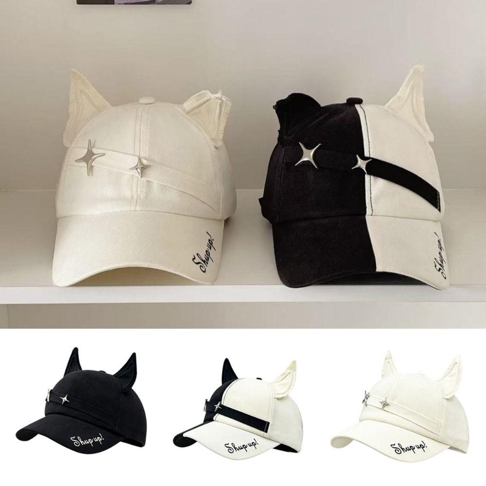 Cotton Baseball Caps Fox Ear Peaked Cap Unisex Sunscreen Hat  Spring Autumn