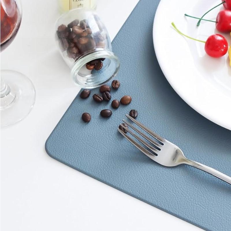 1/6/10PCS Placemats Leather Table Mats Waterproof Heat-Resistant Easy to Clean for Dining Table Set Kitchen Table Light Blue
