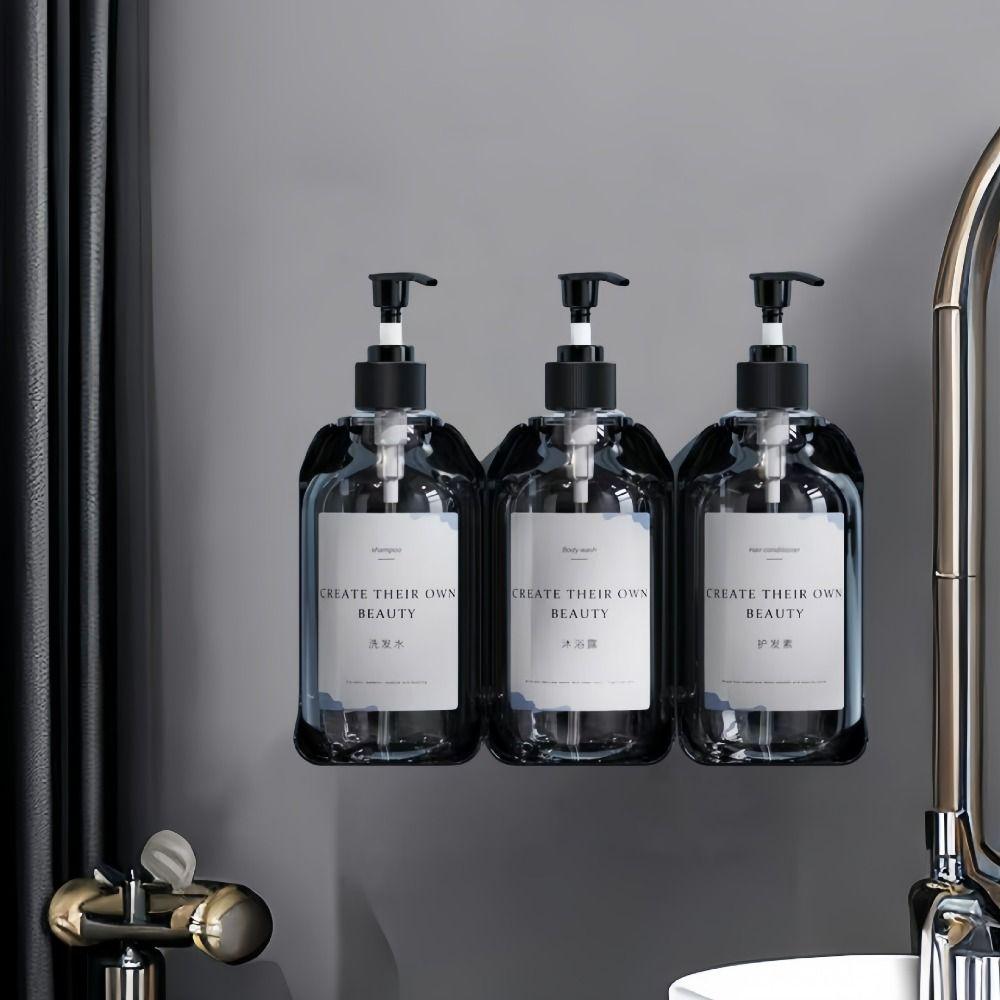 Hand Press Wall Mounted Soap Dispenser Lock Clear/Brown Bath Lotion Container Large Capacity Reusable Hand Sanitizer Jar Travel