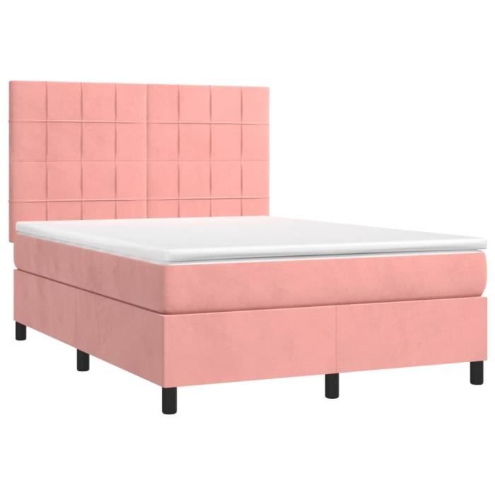 3143024 vidaXL Divan Bed with Mattress Pink 140x190 Cm Velvet