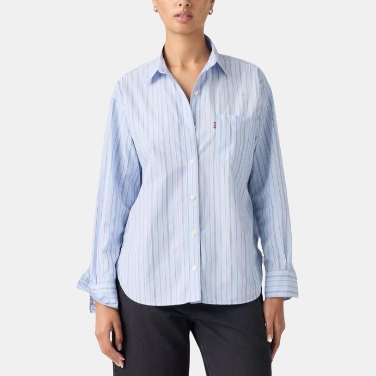 Levis Wygodna Wszechstronna Modna Codzienna Luźna Koszula z Długim Rękawem Damskie topy 001HM-0014