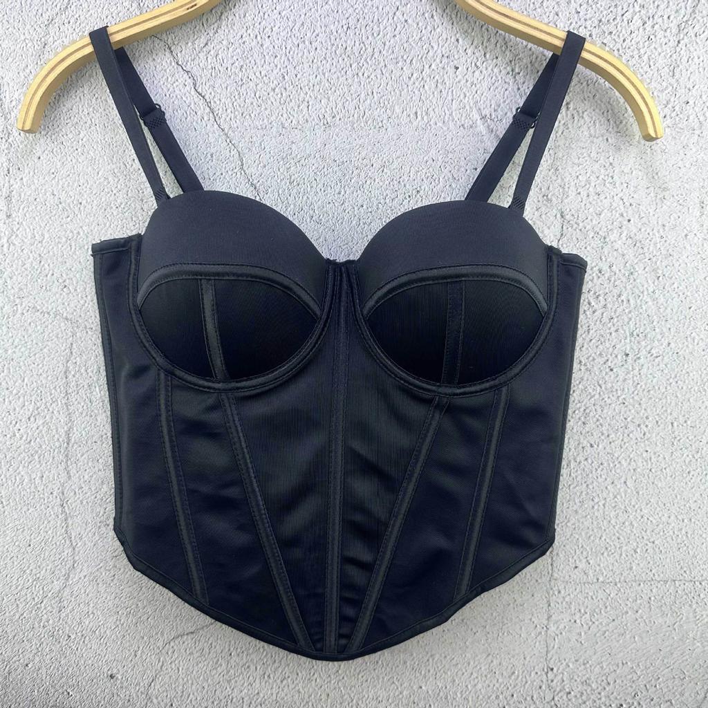 Classic Women Black White Dot Tube Top Corset Bustier Girl Sexy Push Up Vest Bralet Lady Bra Cropped Tops Club Party Lingerie