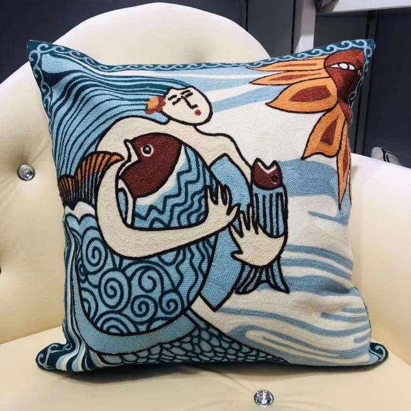 High Quality Picasso Abstract Cotton Pillow Cover Canvas Single-Sided Sofa Embroidery Cushion Cover For Living Room Home Decor