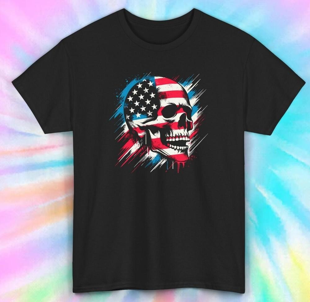 

Patriotic Skull Shirt | American Flag Skull Graphic Tee S-5XL M
