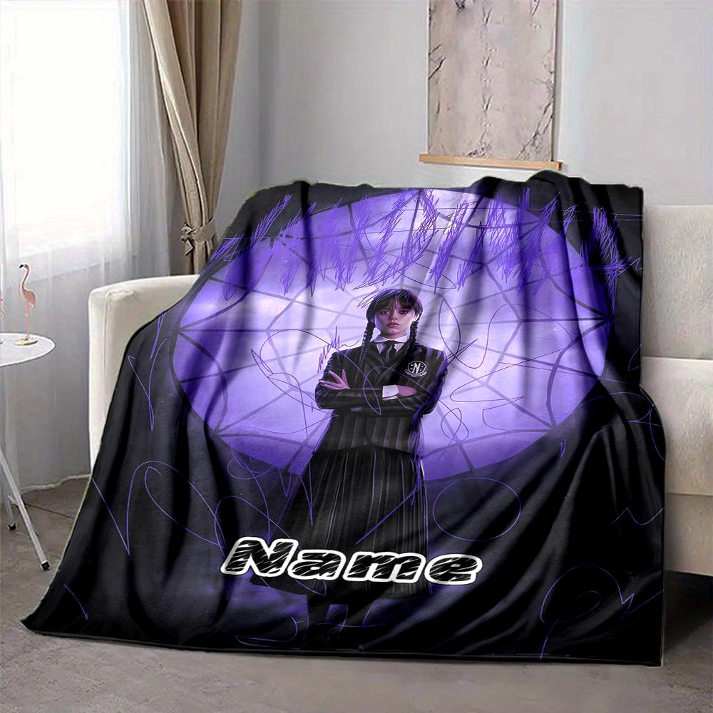 Custom 1pc Wednesday's Dark Adventure Blanket, Soft And Comfortable Blanket, Casual Warm, Camping Travel Blanket, Birthday Gift Q912196