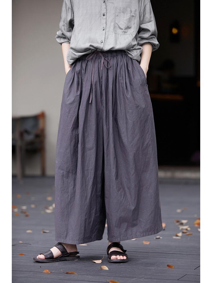 

Autumn Retro Women s Grey-Purple Ultra-Light Cotton Carrot Pants Large