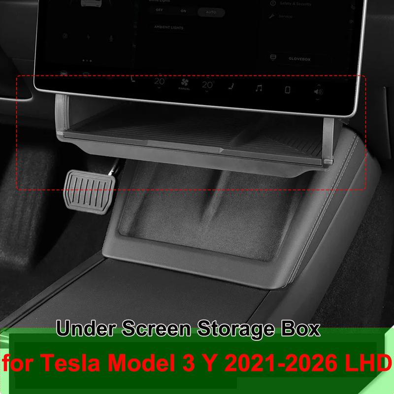 For Tesla Model Y Juniper 2026 Model 3 Highland 2025 Under-Screen Hidden Storage Box Behind Screen Center Console Organizer Case