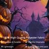 2D Creepy Halloween Tapestry Haunted Mansion with Bats Wall Hanging